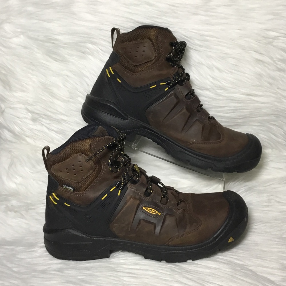 Keen Men’s Dover 6” Waterproof Carbon Toe Boots, Dark Earth/Black, 13D